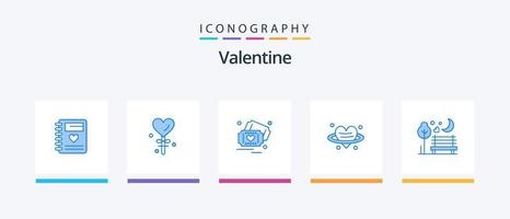 pack d'icônes bleu saint valentin 5, y compris la nuit. Valentin. aimer. mariage. conception d'icônes créatives vecteur