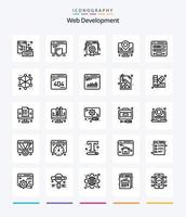 développement web créatif 25 pack d'icônes de contour tel que le formulaire. carte. badge. emplacement. développement vecteur
