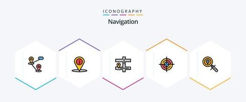 navigation pack d'icônes de 25 lignes remplies, y compris la navigation. emplacement. la navigation. carte. emplacement vecteur