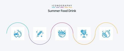 pack d'icônes bleu 5 boissons alimentaires d'été, y compris en bonne santé. nourriture. été. été. boire vecteur