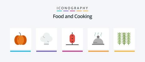 pack d'icônes plat 5 alimentaires, y compris le blé. nourriture. pois. céréale. nourriture. conception d'icônes créatives vecteur