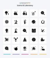 pack d'icônes noir solide de 25 glyphes de science créative tel que réagir. science. la biologie. molécule. recherche vecteur