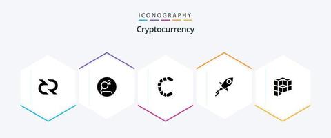 pack d'icônes de 25 glyphes de crypto-monnaie, y compris les lumens. crypto-monnaie. pièce de monnaie. crypto. pièce de monnaie en chaîne vecteur