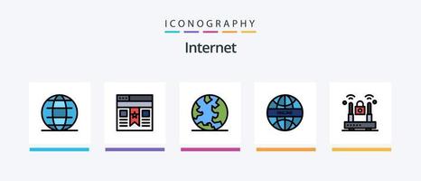 Pack de 5 icônes remplies de lignes Internet, y compris le développement. multimédia. navigateur. l'Internet. nuage. conception d'icônes créatives vecteur