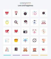 amour créatif 25 pack d'icônes plates telles que l'amour. anneau. mariage. cadeau. cœur vecteur