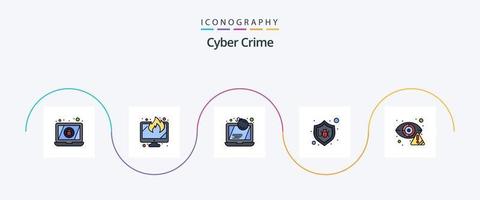 ligne de cybercriminalité remplie de 5 icônes plates, y compris la sécurité. bogue. attaque. antivirus. ordinateur portable vecteur