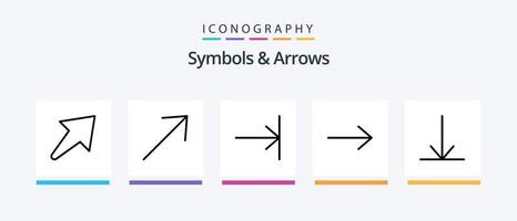 symboles et flèches ligne 5 pack d'icônes comprenant. bas. gauche. flèche. conception d'icônes créatives vecteur
