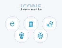 environnement et eco blue icon pack 5 icon design. arbre. usine. joyeux. environnement. nature vecteur