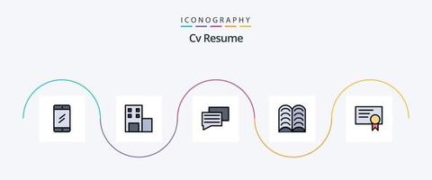 cv curriculum vitae ligne remplie plat 5 pack d'icônes comprenant. éducation. éducation. diplôme. apprendre vecteur