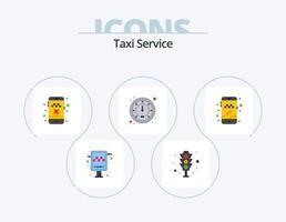 pack d'icônes plates de service de taxi 5 conception d'icônes. application mobile. cabine de livre. taxi. circulation. mètre vecteur