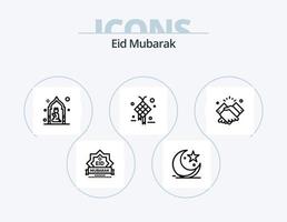 eid mubarak line pack d'icônes 5 conception d'icônes. étoile. lune. ruban. musulman. lune vecteur