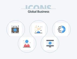 pack d'icônes plat global business 5 conception d'icônes. international. mondial. sac. accord. bagage vecteur