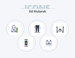 pack d'icônes plates eid mubarak 5 conception d'icônes. refoulé. pantalon. fête. aïd. cadeau vecteur