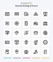 stratégie d'entreprise créative et finance 25 pack d'icônes de contour tels que. dollar. argent . empiler . vecteur