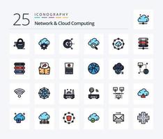 réseau et cloud computing pack d'icônes rempli de 25 lignes, y compris l'informatique. réseau. l'informatique. Cloud computing. recherche vecteur