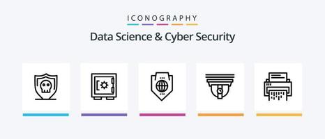 Pack d'icônes de la ligne 5 de la science des données et de la cybersécurité, y compris le verrou. information. sécurité. déposer. supprimer. conception d'icônes créatives vecteur