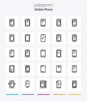 pack d'icônes de contour de téléphone mobile créatif 25 tel que mobile. téléphone. dos. iphone. mobile vecteur
