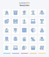 salon de beauté créatif 25 pack d'icônes bleues telles que salon. femme. poudre. frisé. salon vecteur