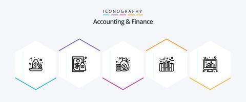 pack d'icônes de 25 lignes de comptabilité et de finance, y compris la croissance. profit. argent. investissement. argent vecteur