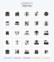 parc aquatique créatif pack d'icônes noir solide 25 glyphes tel que parc. parc. jardin. eau. pas de nourriture vecteur