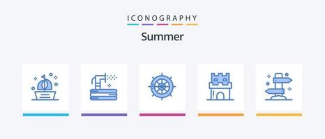 pack d'icônes été bleu 5, y compris les vacances. plage. été. voyage. mer. conception d'icônes créatives vecteur