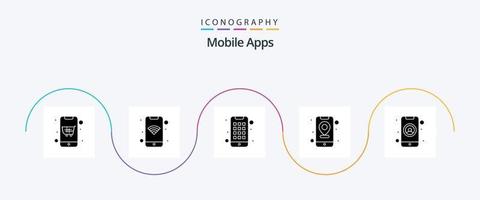 pack d'icônes glyphe 5 d'applications mobiles, y compris la carte. emplacement. application. GPS. menu vecteur