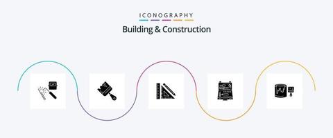 pack d'icônes glyphe 5 de construction et de construction, y compris la construction. outils. peindre. agrafe. réparation vecteur