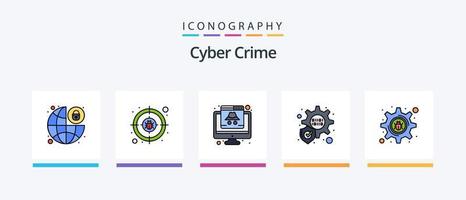 ligne de cybercriminalité remplie de 5 packs d'icônes, y compris le cloud. pirate. protection du dollar. paramètre. conception d'icônes créatives vecteur