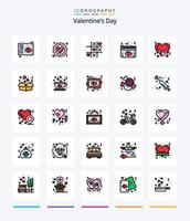 pack d'icônes créatives remplies de 25 lignes de la saint-valentin telles que le saignement. aimer. interdit. cœur. Valentin vecteur