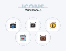 pack d'icônes remplies de lignes diverses 5 conception d'icônes. images. déposer. reçu. facture vecteur