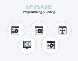 ligne de programmation et de codage rempli pack d'icônes 5 conception d'icônes. développement. codage. développement. la programmation. développer vecteur