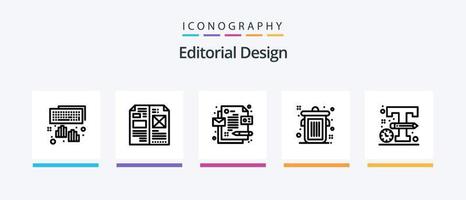 ligne de conception éditoriale 5 pack d'icônes comprenant une image. image. Schéma de couleur. crayon. document. conception d'icônes créatives vecteur