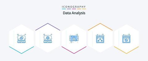 analyse de données 25 pack d'icônes bleues comprenant l'analyse Web. la toile. rapport. notation. sécurité des données vecteur