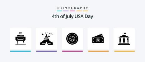 pack d'icônes usa glyph 5 comprenant le drapeau. Etats-Unis. vacances. américain. dollar. conception d'icônes créatives vecteur