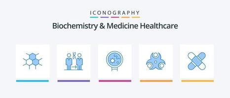 pack d'icônes bleu 5 biochimie et médecine soins de santé, y compris l'aide. médical. santé. biologique. recherche. conception d'icônes créatives vecteur