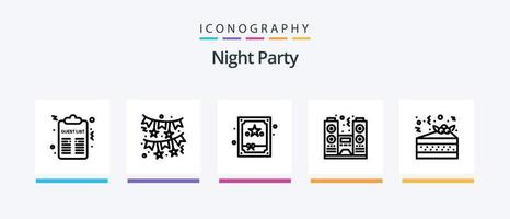 pack d'icônes de la ligne 5 de la fête de nuit, y compris la célébration. nuit. fête. conseil. verre. conception d'icônes créatives vecteur