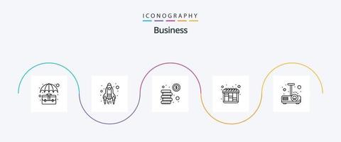 pack d'icônes business line 5, y compris la présentation. flux de travail. lancement. planification. investissement vecteur