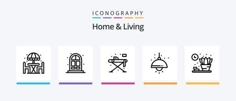 pack d'icônes home and living line 5, y compris la vie. image. maison. tableau. vie. conception d'icônes créatives vecteur