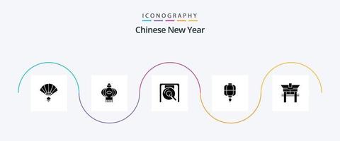pack d'icônes glyphe 5 du nouvel an chinois, y compris le nouvel an. nouveau. nouvelle année. Chinois. Chinois vecteur