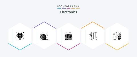 pack d'icônes électroniques 25 glyphes comprenant. souris. dessiner. ordinateur. USB vecteur