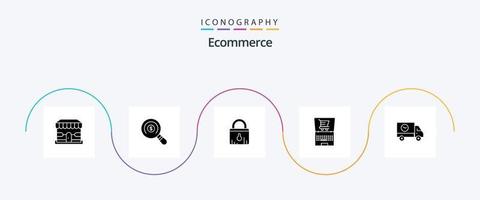 pack d'icônes glyphe 5 de commerce électronique, y compris le commerce électronique. achats. serrure. commerce électronique. en ligne vecteur