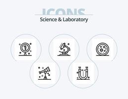 pack d'icônes de ligne scientifique 5 conception d'icônes. Danger biologique. laboratoire. science. éducation. télescope vecteur