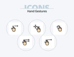 ligne de gestes de la main rempli pack d'icônes 5 conception d'icônes. gestes. en haut. main. main. doigt vecteur