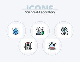 pack d'icônes remplies de ligne scientifique 5 conception d'icônes. ampoule. modèle. croissance. éducation. pot vecteur