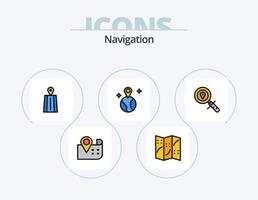 pack d'icônes rempli de ligne de navigation 5 conception d'icônes. cible. flèche. broche. montre. broche vecteur