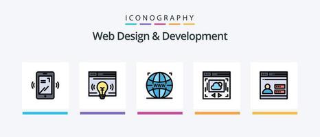 ligne de conception et de développement Web remplie de 5 packs d'icônes, y compris la sécurité. la créativité . sécurité. la toile. conception d'icônes créatives vecteur