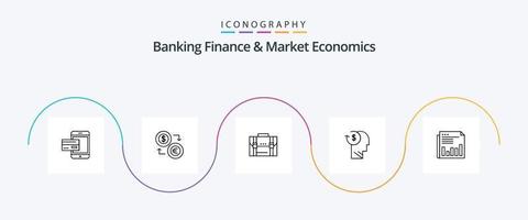 pack d'icônes de la ligne 5 de la finance bancaire et de l'économie de marché, y compris les entreprises. argent. échange. financier. euro vecteur