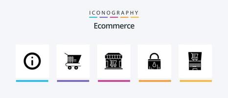 pack d'icônes glyphe 5 de commerce électronique, y compris le commerce électronique. en ligne. boutique. achats. sécurité. conception d'icônes créatives vecteur