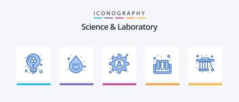 pack d'icônes science blue 5 comprenant la physique. des tubes à essai. dent. test. tube. conception d'icônes créatives vecteur