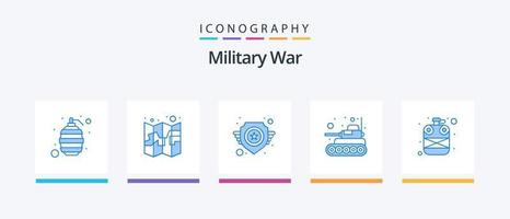 pack d'icônes bleu de guerre militaire 5 comprenant un pot. lutte. armée. guerre. militaire. conception d'icônes créatives vecteur